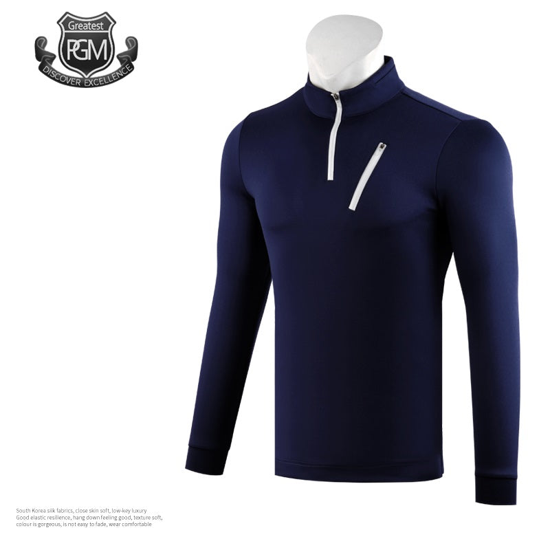 Men'S Long Sleeves Breathable Zipper Golf T-Shirt Male Outdoor Sports