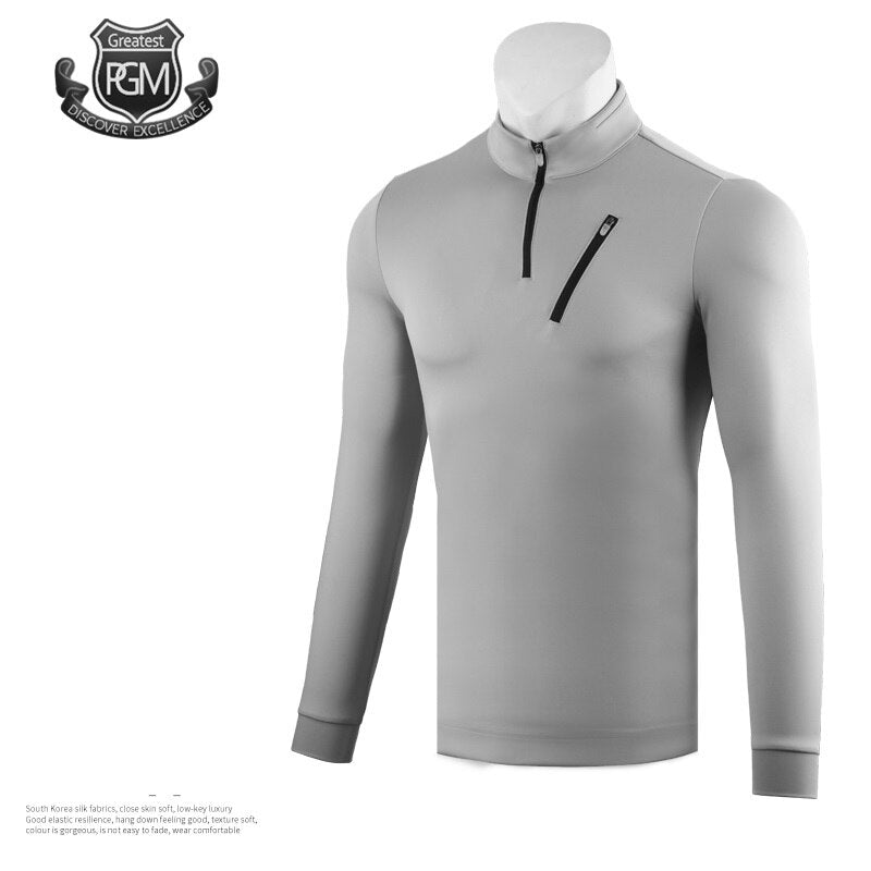 Men'S Long Sleeves Breathable Zipper Golf T-Shirt Male Outdoor Sports