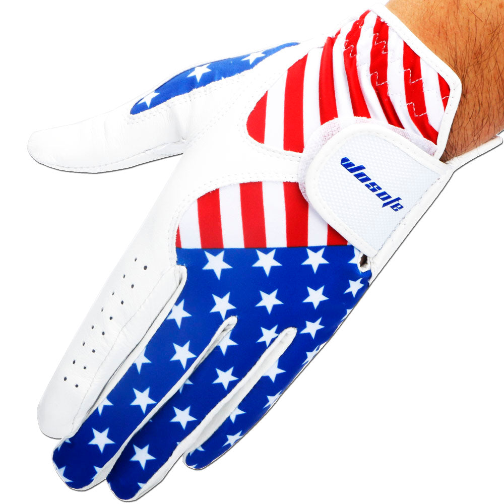 Golf glove Men Left Hand American Flag Cabretta Leather Soft Breathable Outdoor sport Free Shipping