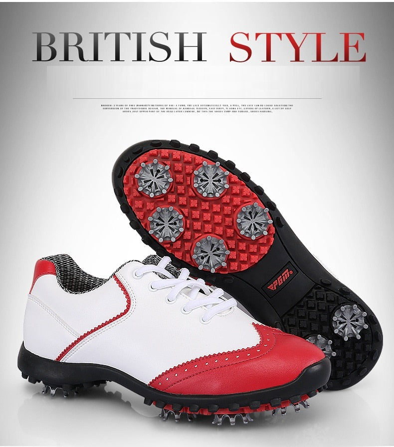 Pgm Golf Shoes Women's Waterproof Golf Sports Activities Nail Shoes Ladies Brogue Style Breathable Sports Trainers