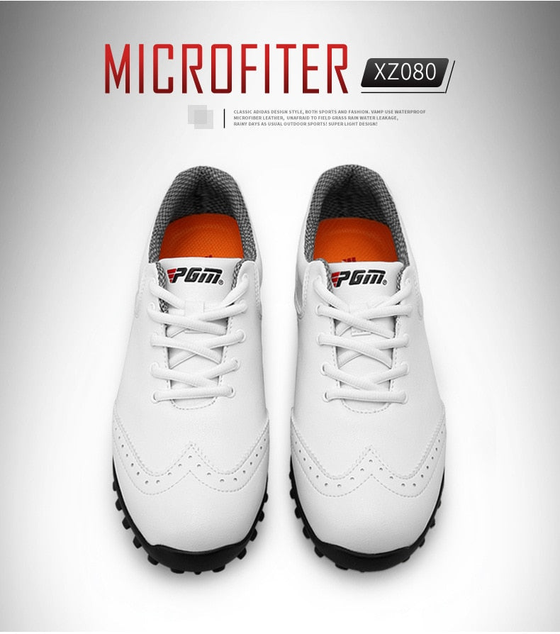 Pgm Golf Shoes Women's Waterproof Golf Sports Activities Nail Shoes Ladies Brogue Style Breathable Sports Trainers