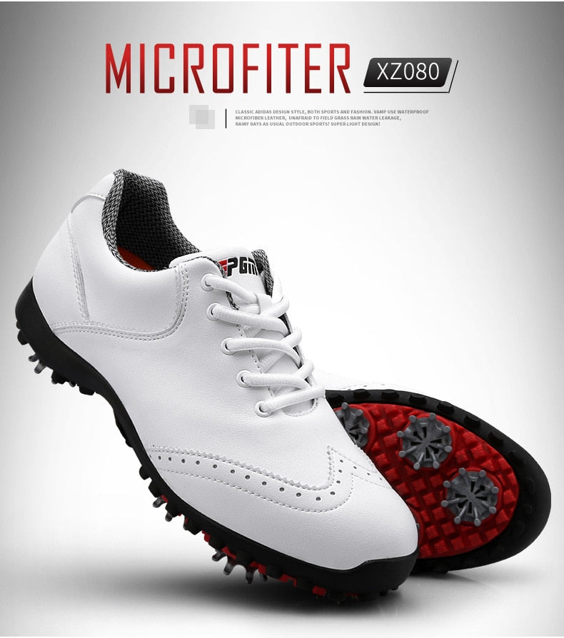 Pgm Golf Shoes Women's Waterproof Golf Sports Activities Nail Shoes Ladies Brogue Style Breathable Sports Trainers