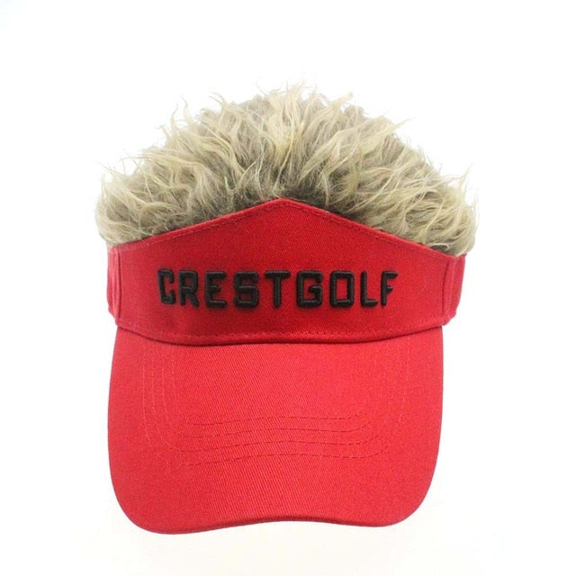CRESTGOLF Adjustable Fake Hair Golf Cap Men Hat Wig/ Hair Golf Baseball Cap with Several Colors Available