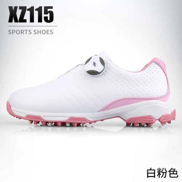 PGM Waterproof Golf Shoes Womens Shoes Lightweight Knob Buckle Shoelace Sneakers Ladies Breathable Non-Slip Trainers Shoes XZ115