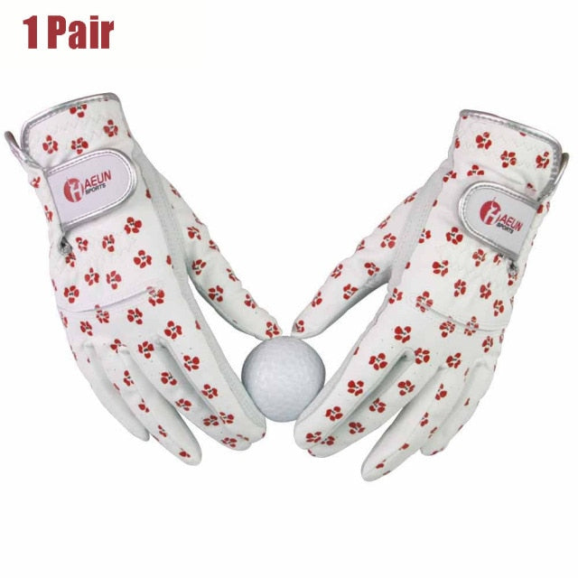 Golf Glove Women Ladies Pair Cool Leather Both Hand Summer Floral Colorful Breathable for Non Slip Gloves 1 Pair