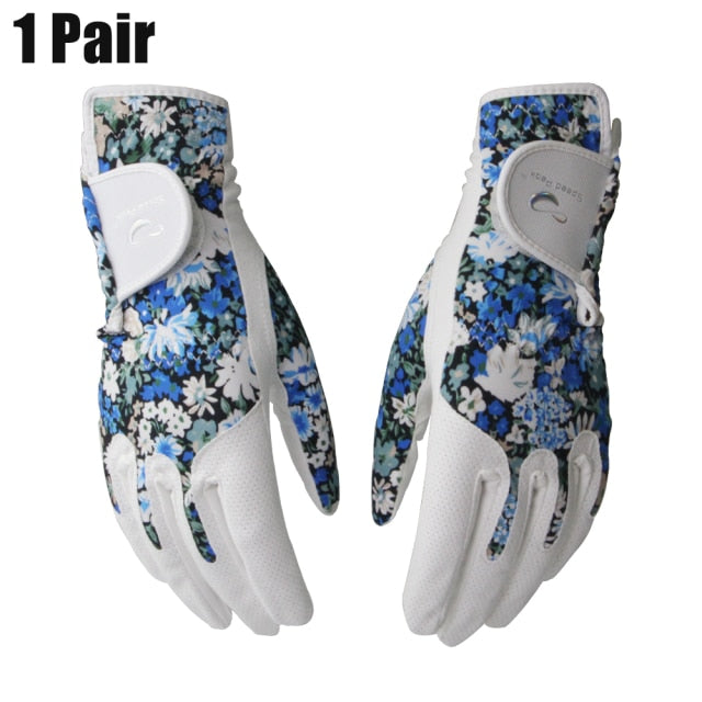 Golf Glove Women Ladies Pair Cool Leather Both Hand Summer Floral Colorful Breathable for Non Slip Gloves 1 Pair