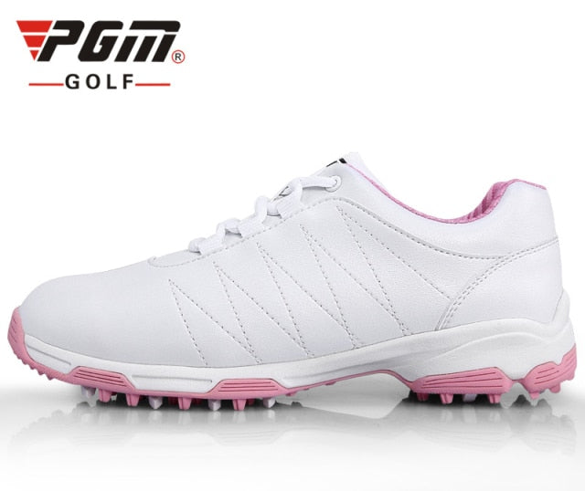 PGM Women Golf Shoes Waterproof Lightweight Knob Buckle Shoelace Sneakers Ladies Breathable Non-Slip Trainers Shoes XZ082