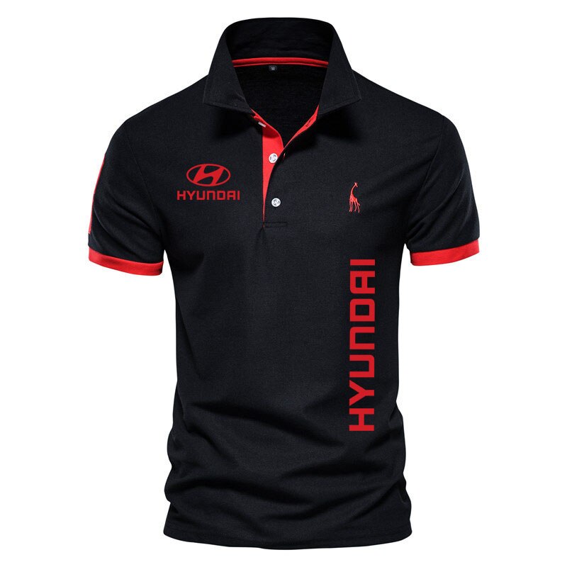 Summer High-end New Polo Shirts Hyundai car logo print Fashion Casual Lapel Men Golf Short Sleeves 100% cotton Mens Clothing