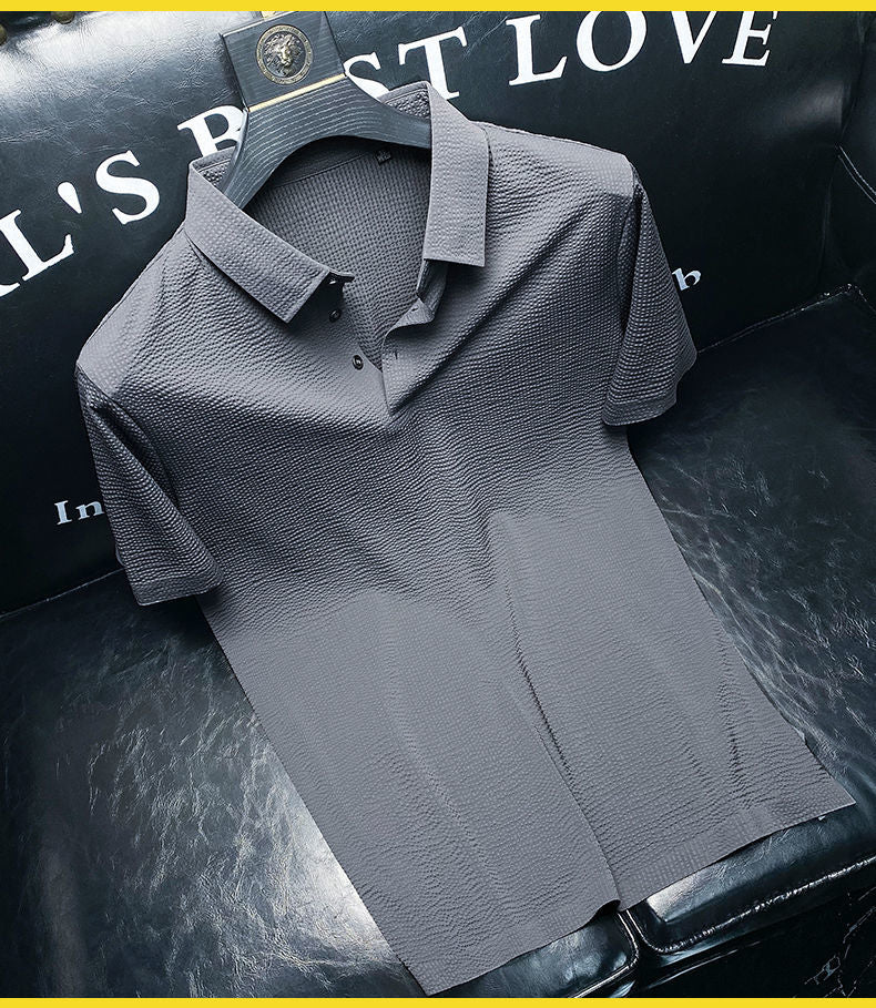 European goods ice silk short-sleeved T-shirt casual Polo shirt men's short-sleeved slim 2022 summer high-end T-shirt