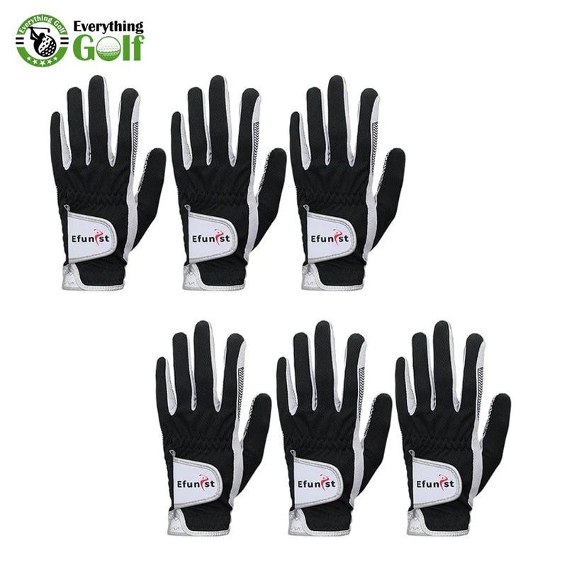 EFUNIST 6 PCS 3D PERFORMANCE MESH NON-SLIP MICROFIBER GOLF GLOVE FOR MEN | LEFT-HAND | BREATHABLE | GREEN | BLACK