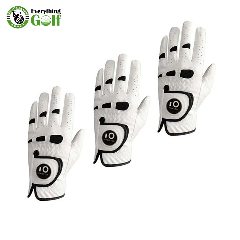 O FINGER TEN 3 PCS SOFT & COMFORTABLE LEATHER MEN'S GOLF GLOVE | LEFT HAND RIGHT WITH BALL MARKER | GRIP SIZES S UPTO XL