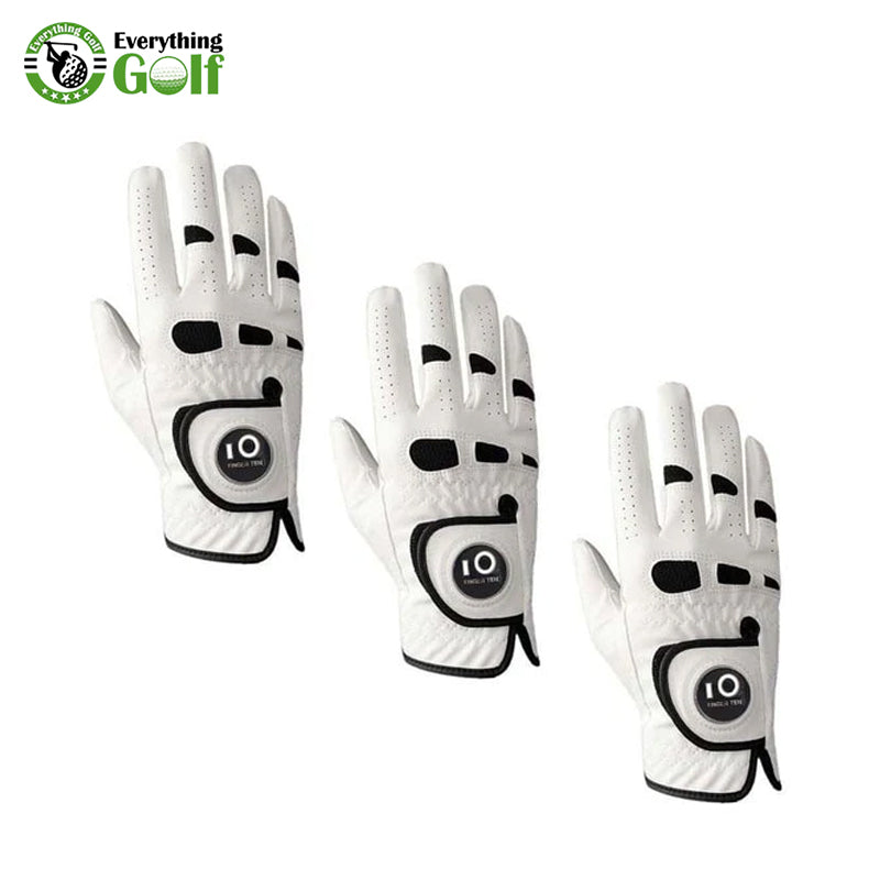 O FINGER TEN 3 PCS SOFT & COMFORTABLE LEATHER MEN'S GOLF GLOVE | LEFT HAND RIGHT WITH BALL MARKER | GRIP SIZES S UPTO XL