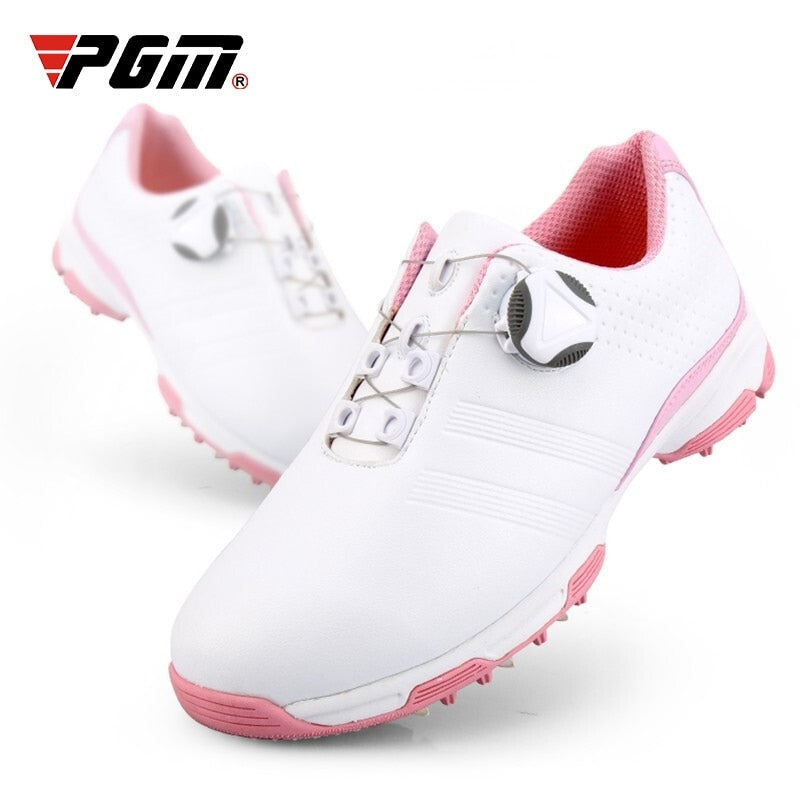 Pgm Waterproof Golf Shoes Womens Shoes Lightweight Knob Buckle Shoelace Sneakers Ladies Breathable Non-Slip Trainers Shoes