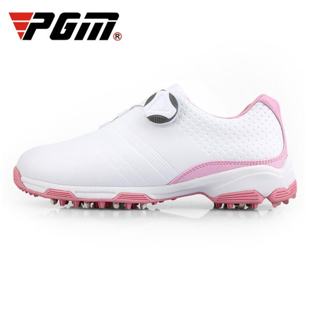 Pgm Waterproof Golf Shoes Womens Shoes Lightweight Knob Buckle Shoelace Sneakers Ladies Breathable Non-Slip Trainers Shoes