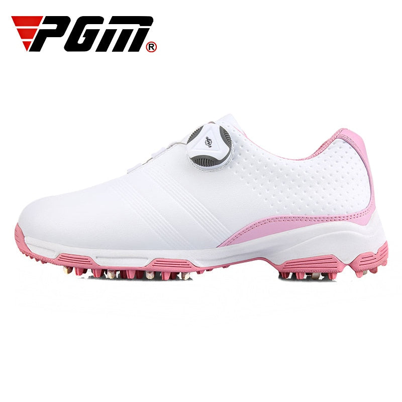 PGM Waterproof Golf Shoes Womens Shoes Lightweight Knob Buckle Shoelace Sneakers Ladies Breathable Non-Slip Trainers Shoes XZ115