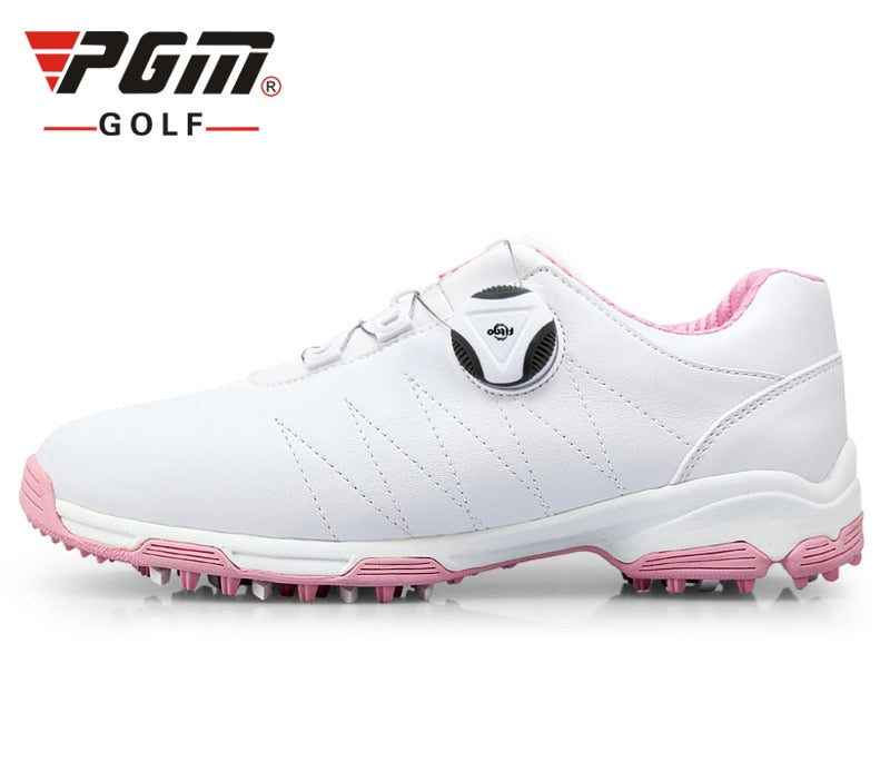 PGM Women Golf Shoes Waterproof Lightweight Knob Buckle Shoelace Sneakers Ladies Breathable Non-Slip Trainers Shoes XZ082